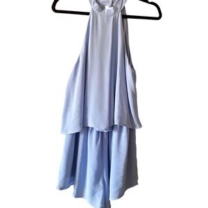 She and Sky Halter Romper Tiered Ruffle Sleeveless Casual Open Back‎ Size S